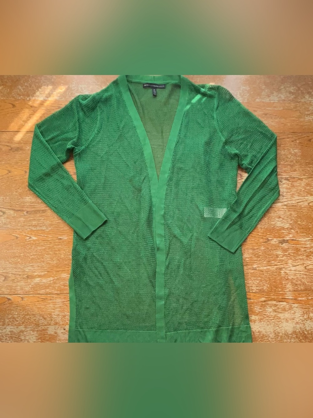 White House Black Market Green Lightweight Open Stitch Cardigan Size XL